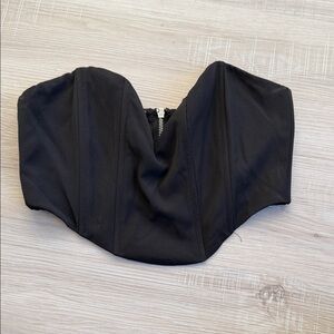 White Fox Black Strapless Corset Bustier Top deep Sweetheart neckline